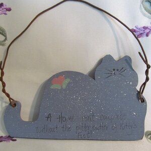 Wooden Hanging Cat Sign Home Isn't Complete Without Pitter Patter of Kitty Feet